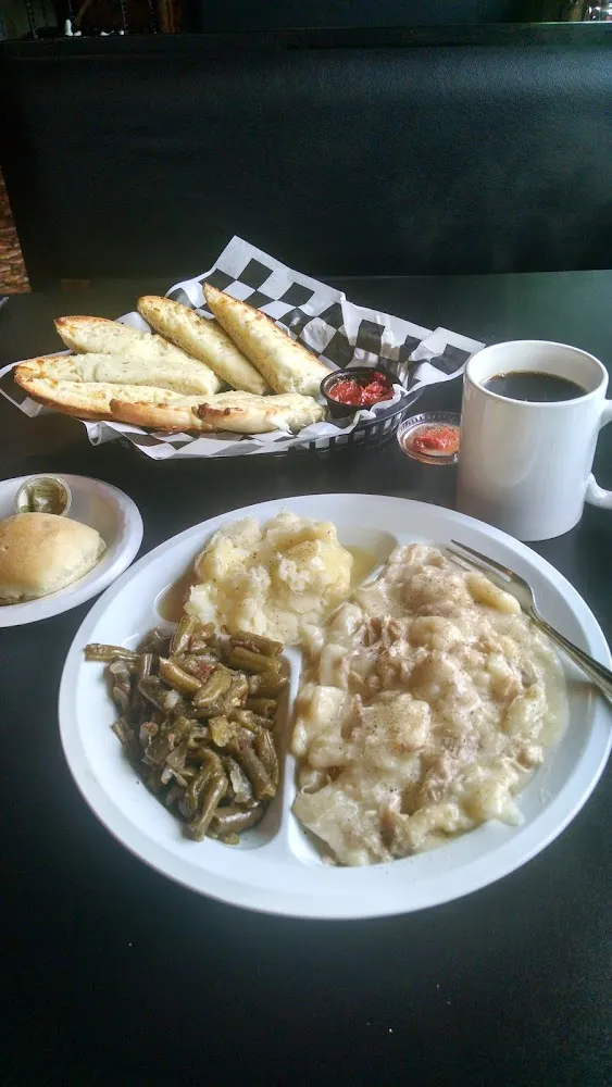 Chicken and Dumplings Green Beans and Mashed Potatoes